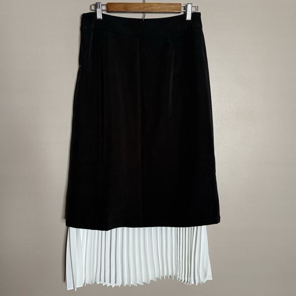 Commence Two Tone Pleated Long Skirt~Black/White~NEW w/Tags~Large - Picture 6 of 14